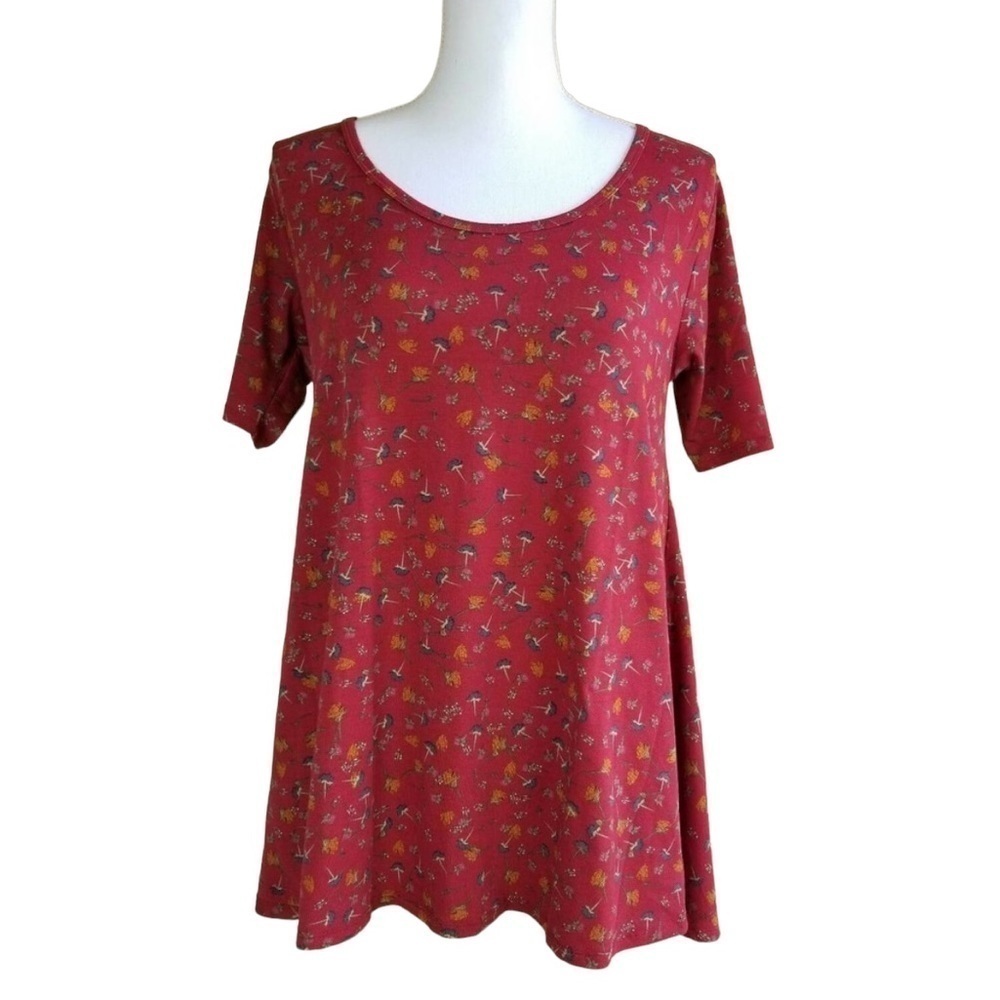 Lularoe perfect t tee shirt size XXS extra extra small red floral tunic stretch